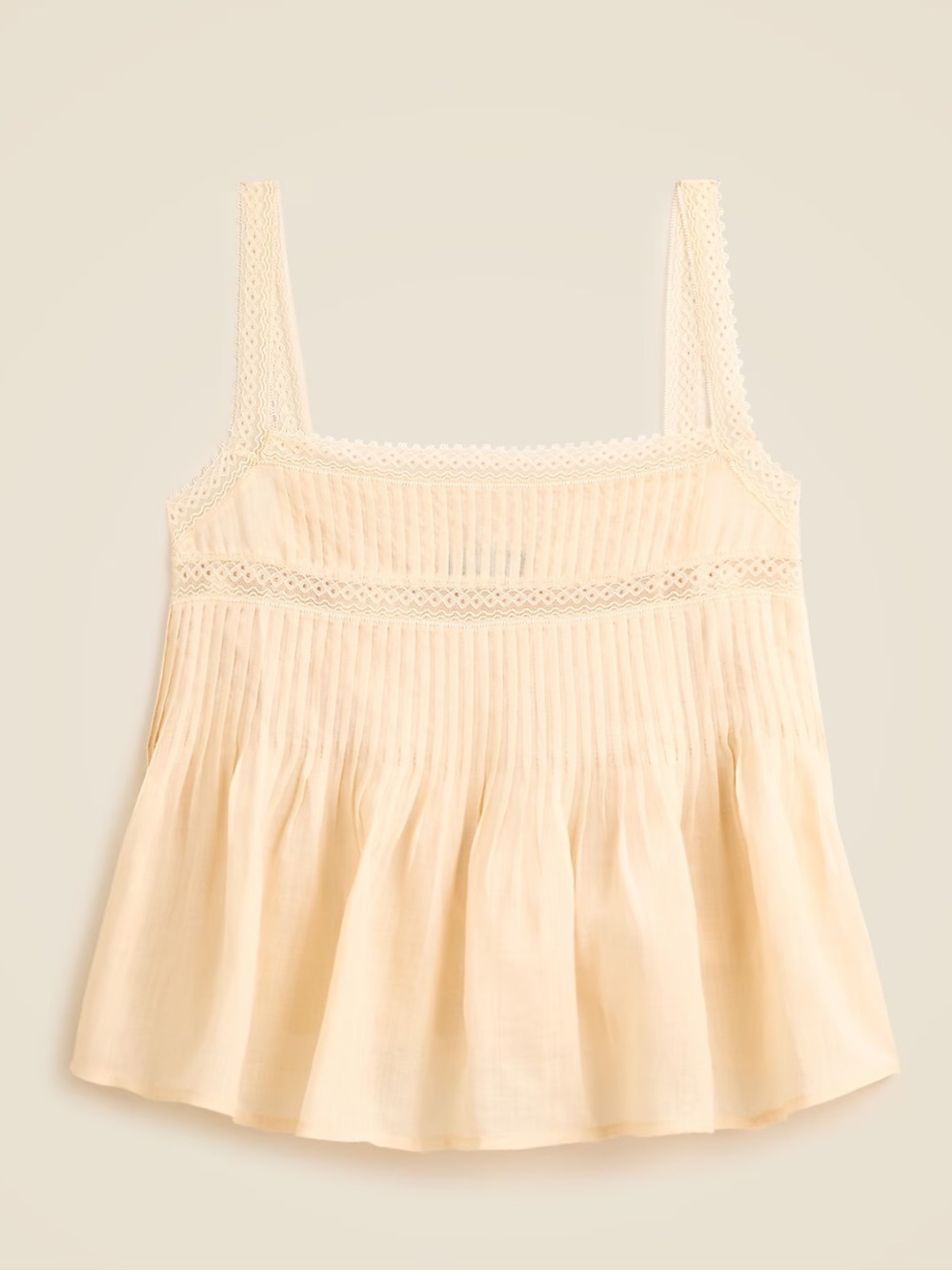 J crew candle yellow Lace-trim tank top in ramie